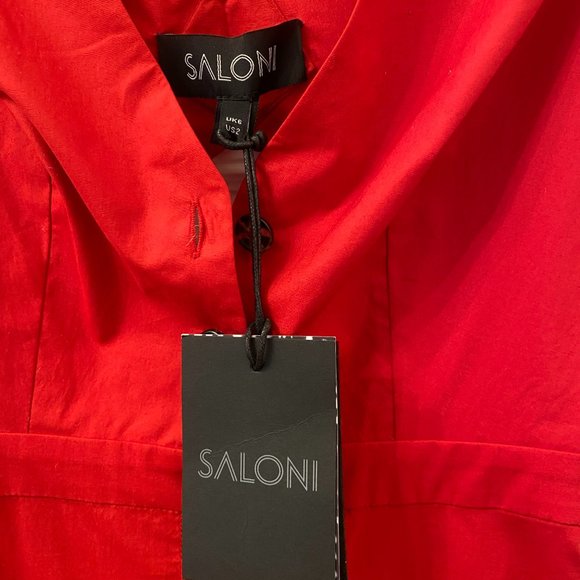 Saloni Zoey Cutout Cotton Blend Poplin Midi Dress - Picture 8 of 9